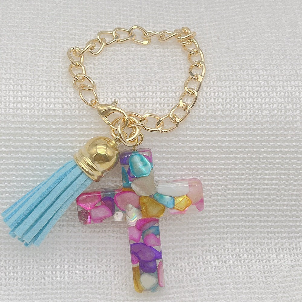 Wholesale Plastic Resin Seven Color Cross DIY Cup Chain Accessories